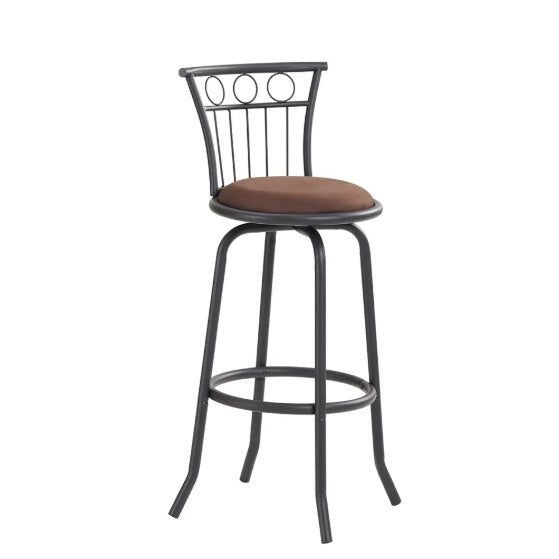 3 Bar Table And Chairs Set For Dining Room Industrial Counter Height Bar Chairs With Metal Back, Fabric Seat