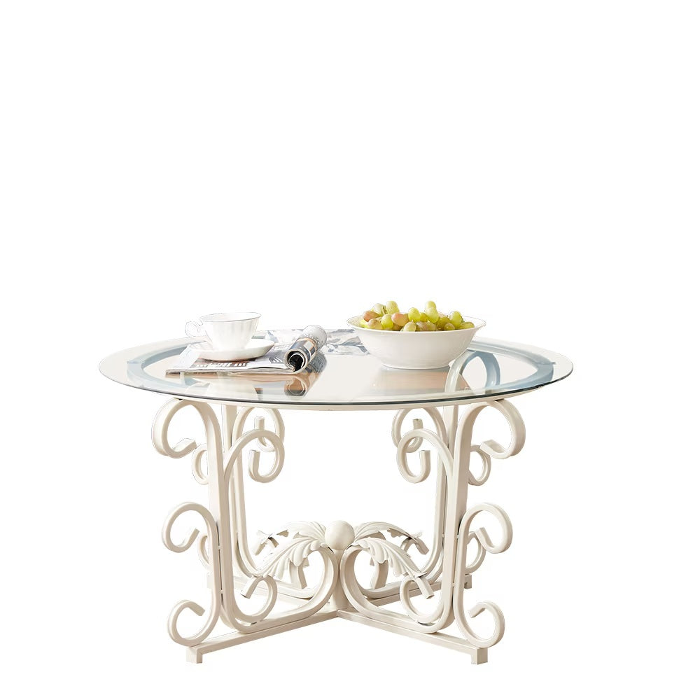 Round Tempered Glass Coffee Table Casual Cocktail Table With Tempered Glass Top