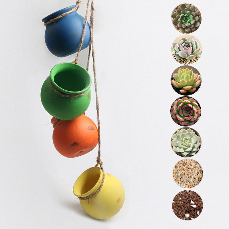 Hanging Wall Hanging Pots, Baskets, Hemp Rope, Succulents, Lazy Pots, Ceramics