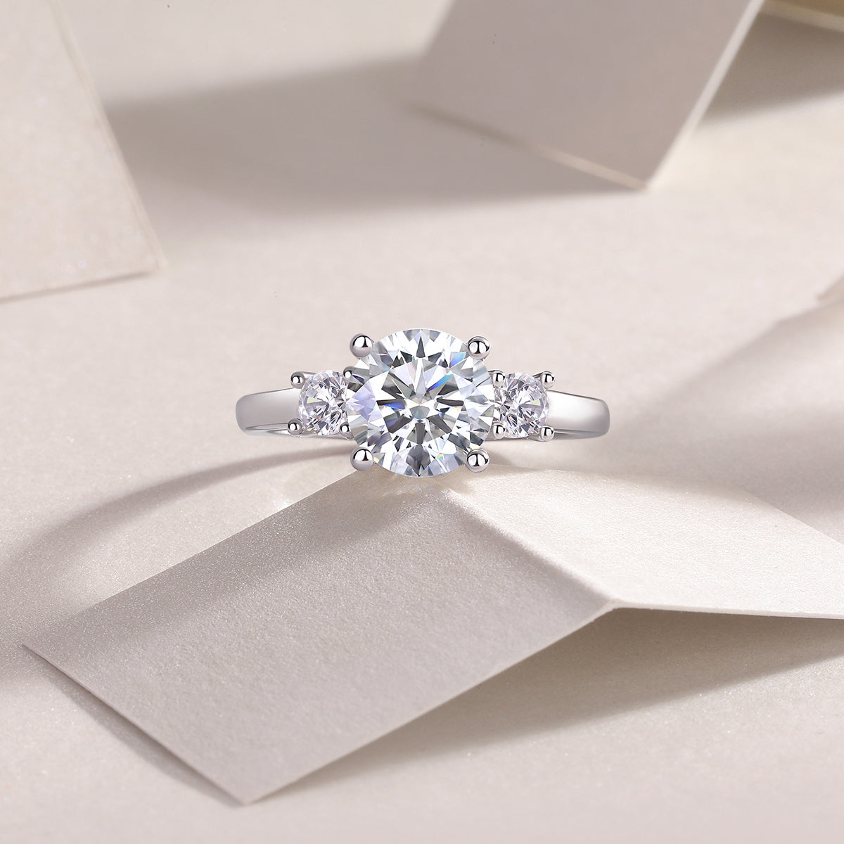 Large Diamond Ring Luxury Fashion Set Moissanite Silver Ring