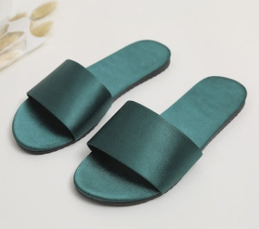 Satin red slippers
