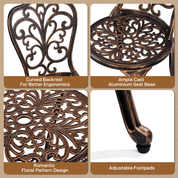2pcs Single Chairs And 1pc Round Table Butterfly Shaped Antique Bronze Casting Set