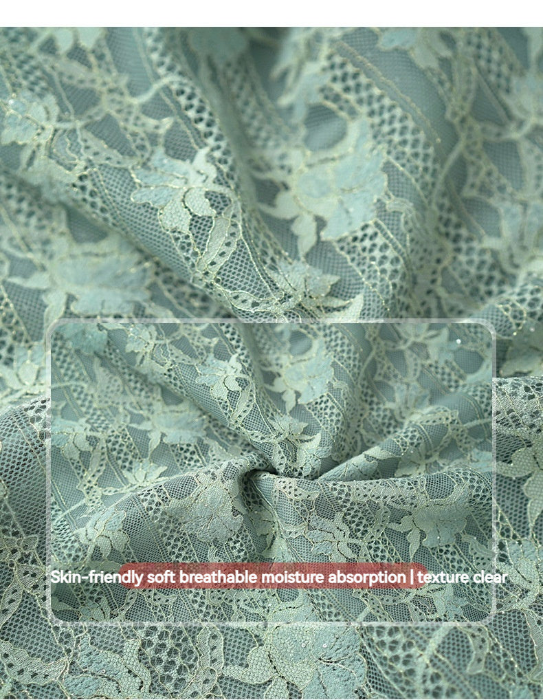 Clothing New V-neck Puff Sleeve Lace Dress Women Show Slim Temperament