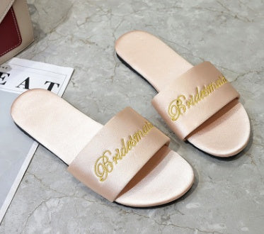Satin red slippers