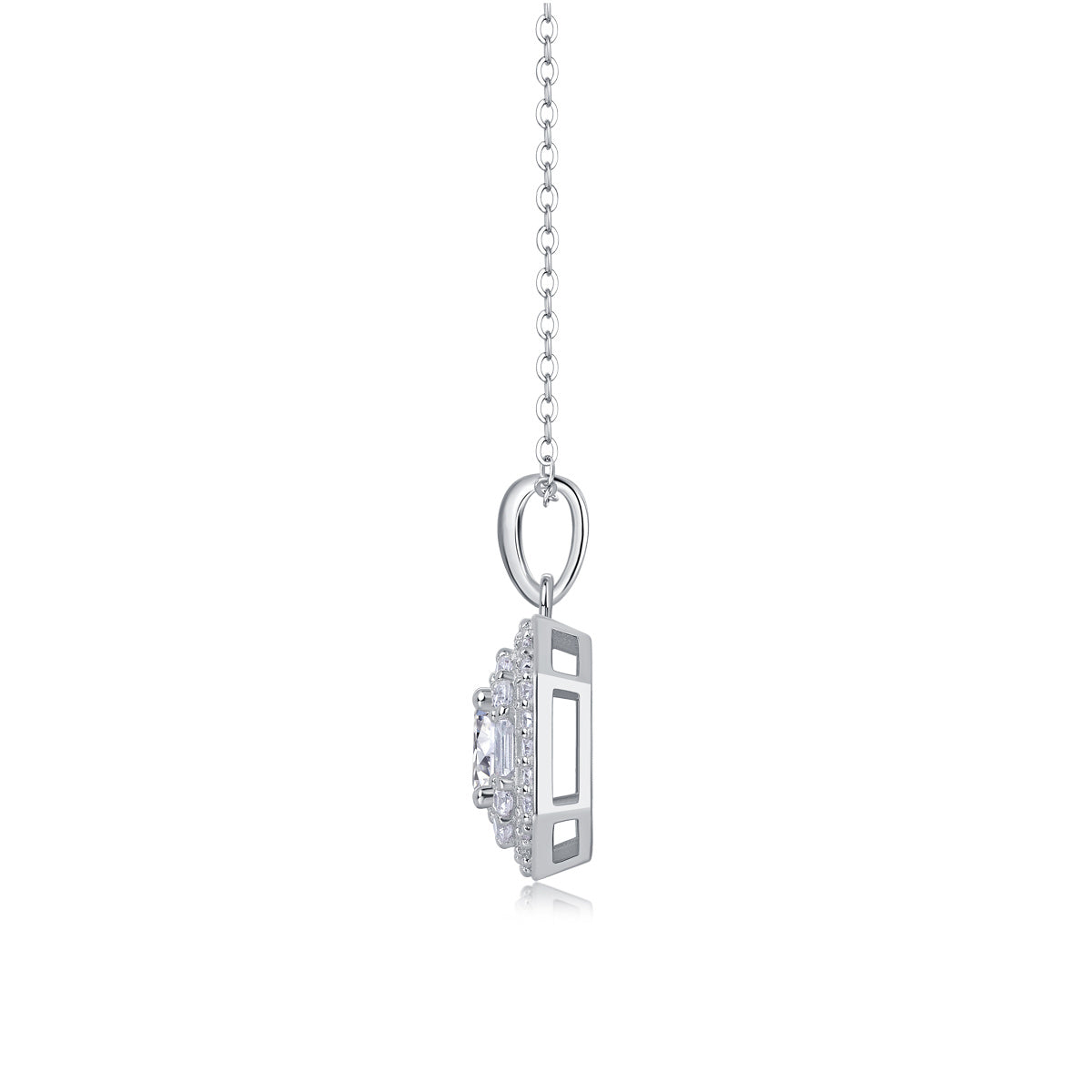 Small Square Bag Luxury Fashion Diamond Pendant Necklace Set With Mosan Diamond Silver Ornaments