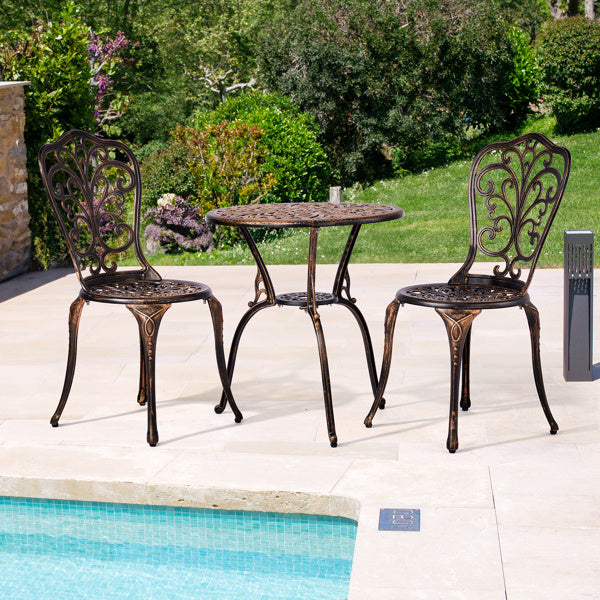 2pcs Single Chairs And 1pc Round Table Butterfly Shaped Antique Bronze Casting Set