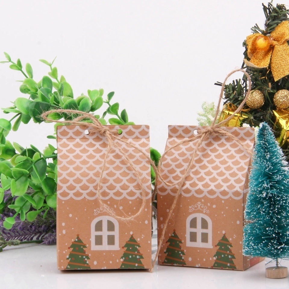 5PCS House Shape Xmas Tree Cookie Bags