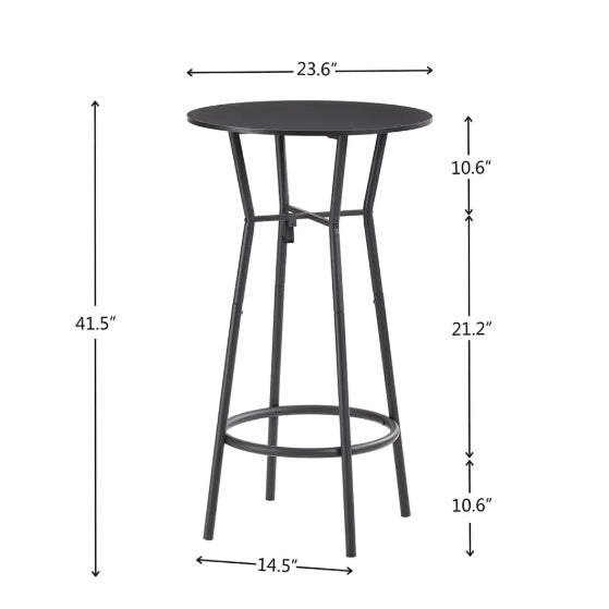 3 Bar Table And Chairs Set For Dining Room Industrial Counter Height Bar Chairs With Metal Back, Fabric Seat