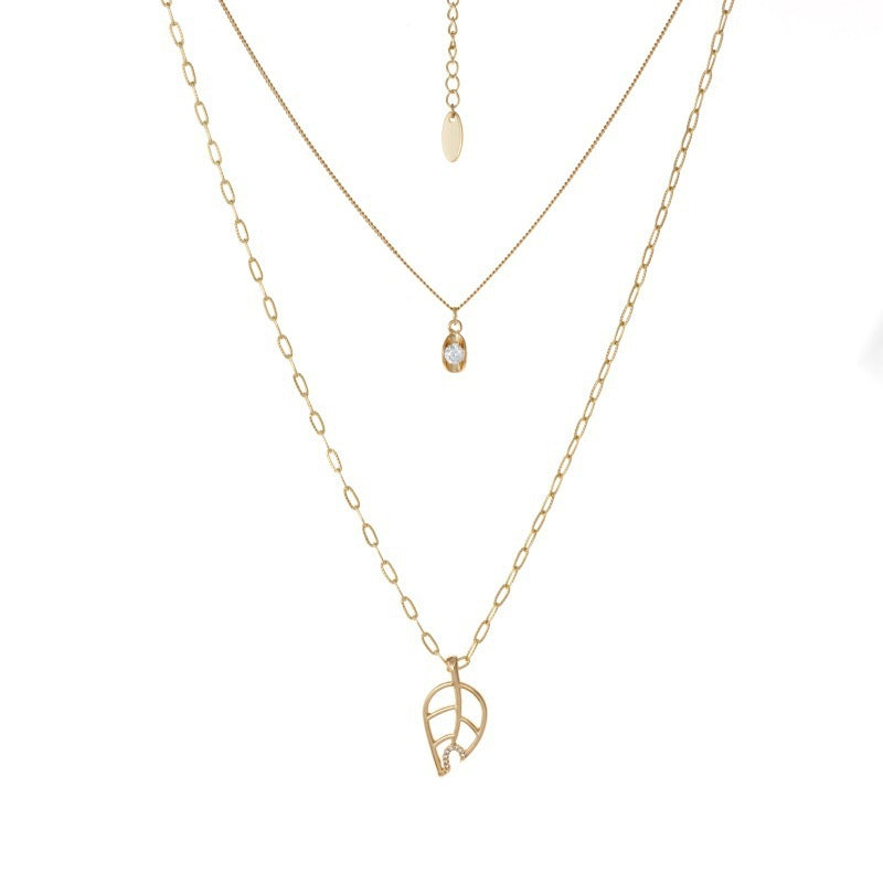 Simple Hollow Leaf Necklace Jewelry