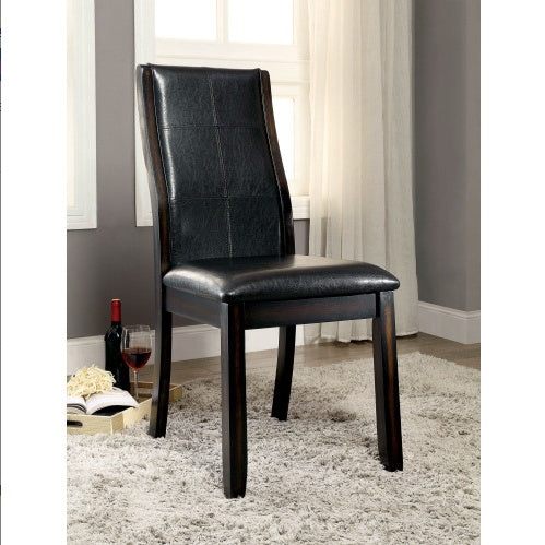 Transitional Dining Room Side Chairs Set Of 2pc Chairs Only Brown Cherry Unique Curved Back Espresso Leatherette Padded Seat