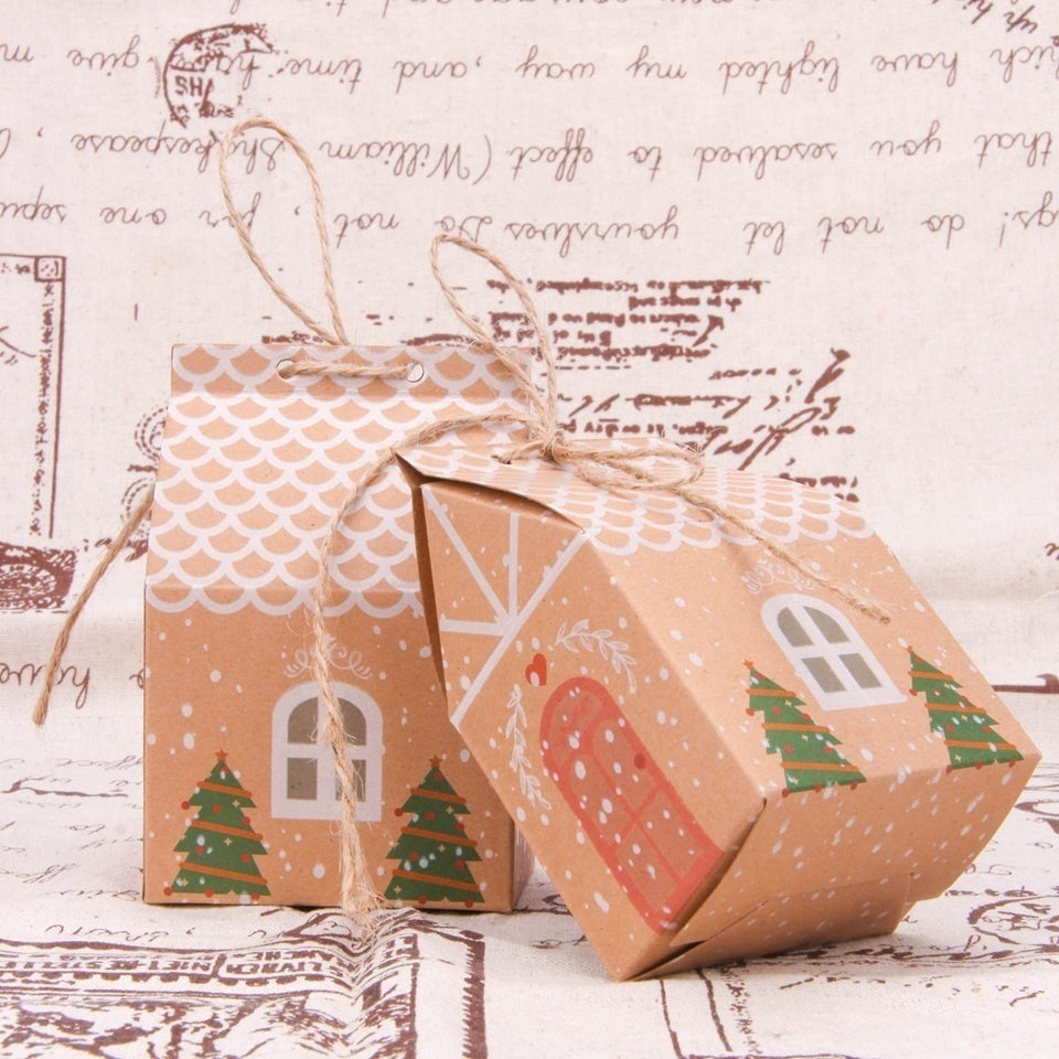 5PCS House Shape Xmas Tree Cookie Bags