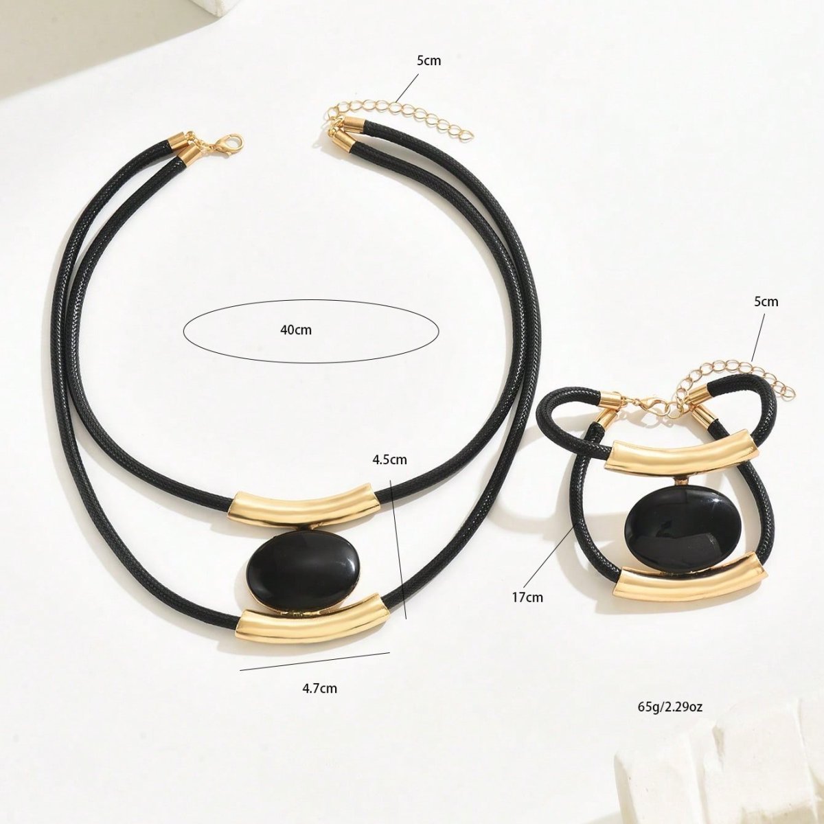 14K Gold Plated Golden Elegance Black And Gold Statement Jewelry Set