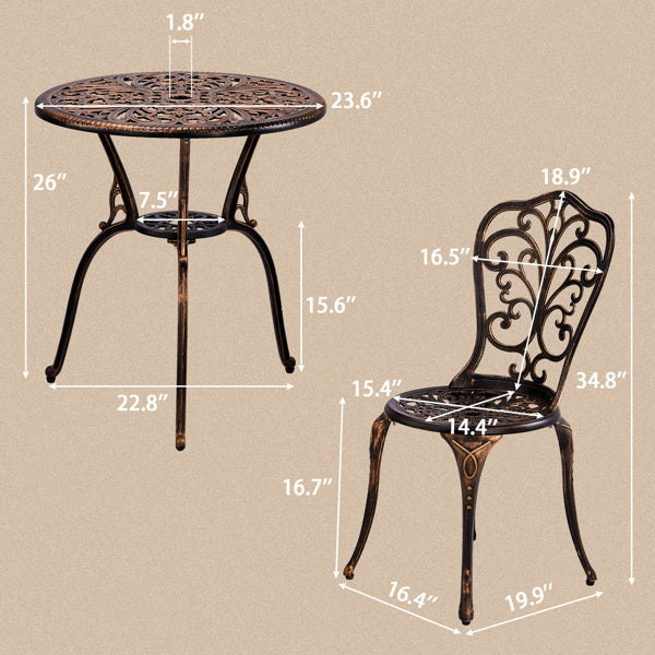 2pcs Single Chairs And 1pc Round Table Butterfly Shaped Antique Bronze Casting Set