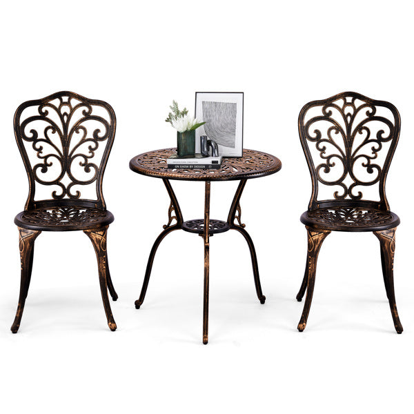 2pcs Single Chairs And 1pc Round Table Butterfly Shaped Antique Bronze Casting Set