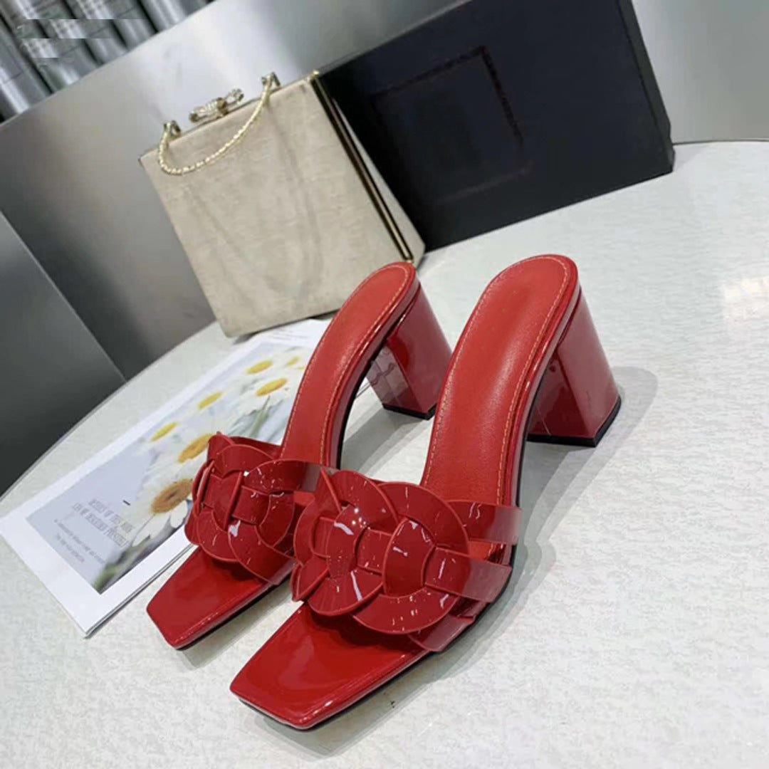 Leather High Heeled Toed Womens Sandals And Slippers