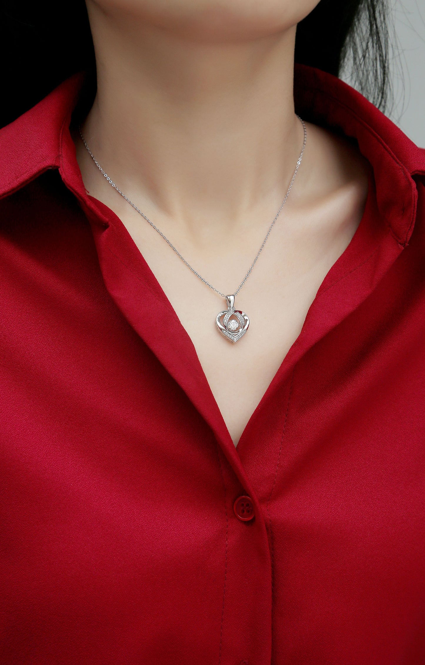 Heart To Have Your Luxurious Fashion Diamond Pendant Necklace Set With Mosan Diamond Silver Ornaments