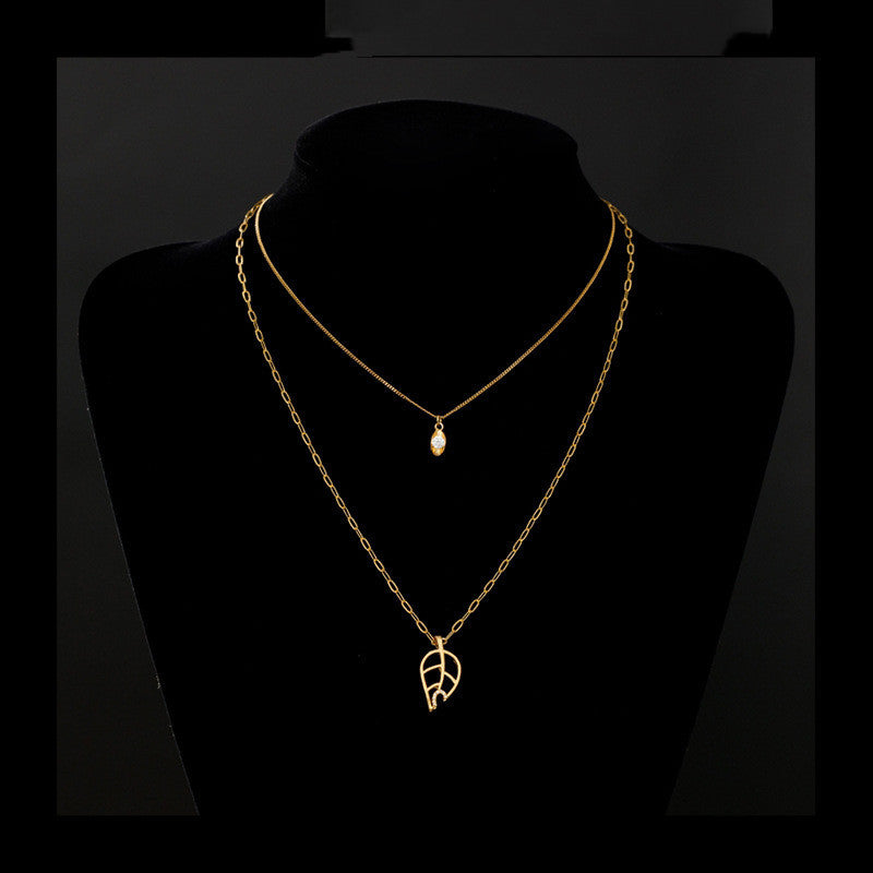 Simple Hollow Leaf Necklace Jewelry