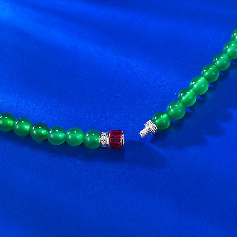 Jewelry Green Chalcedony Beads Necklace