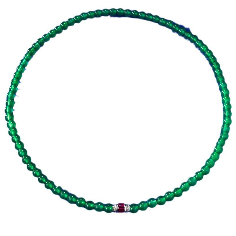 Jewelry Green Chalcedony Beads Necklace