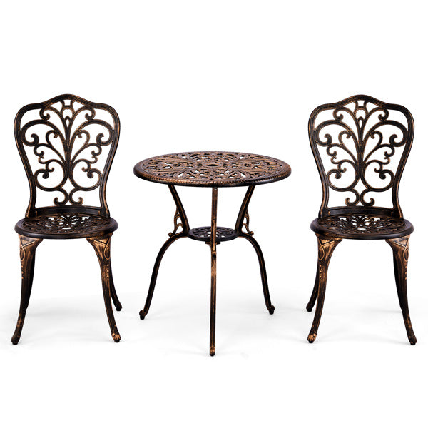 2pcs Single Chairs And 1pc Round Table Butterfly Shaped Antique Bronze Casting Set