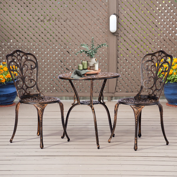 2pcs Single Chairs And 1pc Round Table Butterfly Shaped Antique Bronze Casting Set