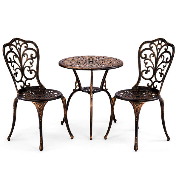 2pcs Single Chairs And 1pc Round Table Butterfly Shaped Antique Bronze Casting Set