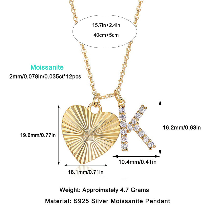 Heart Of Hearts Luxurious Fashion Diamond Pendant Necklace Set With Mosan Diamond Silver Ornaments