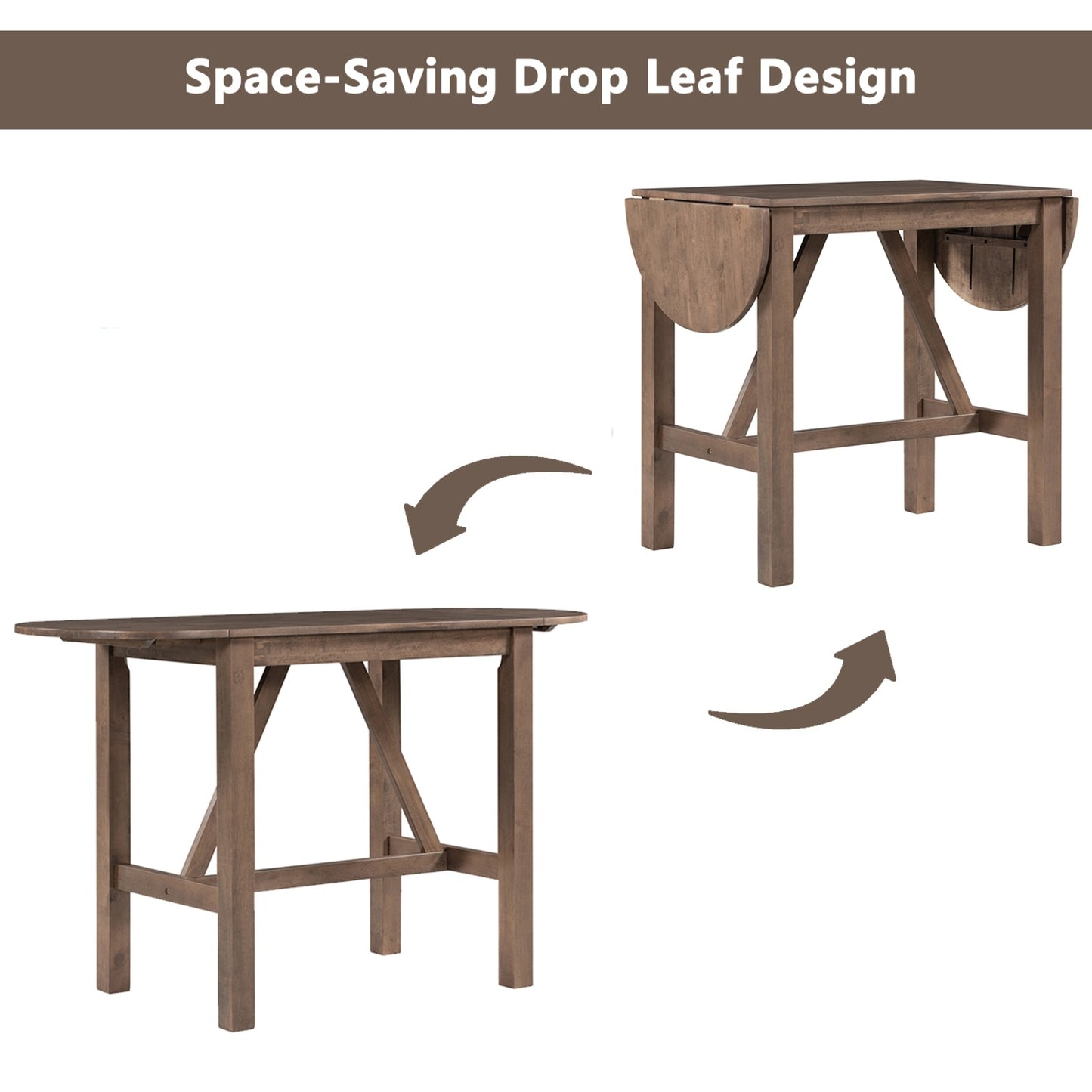 TOPMAX 3-Piece Wood Counter Height Dining Set With 2 Upholstered Chairs