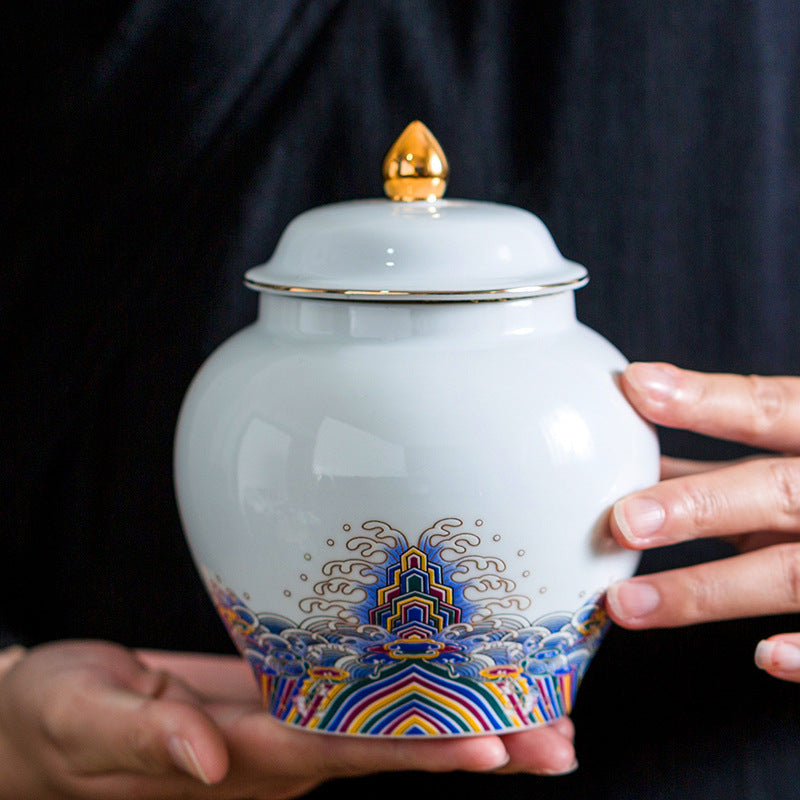 Household Round Cans For Tea Storage, Sealed Pots, Ceramic Tea Pots, Storage Pots, One Can For Multiple Purposes